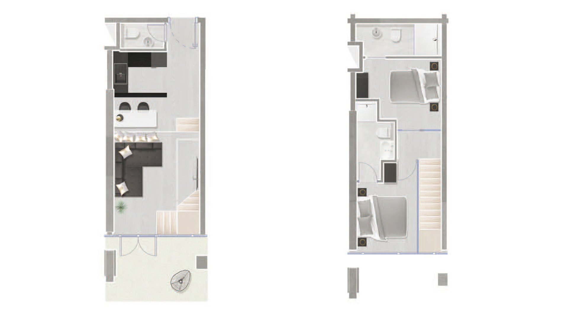 Планировка таунхауса 2 спальни в ЖК OASIS RESIDENCES ONE № 11007
